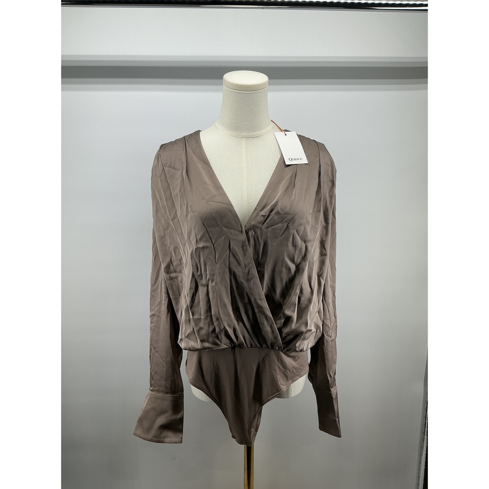 Washable Stretch Silk Surplice Bodysuit